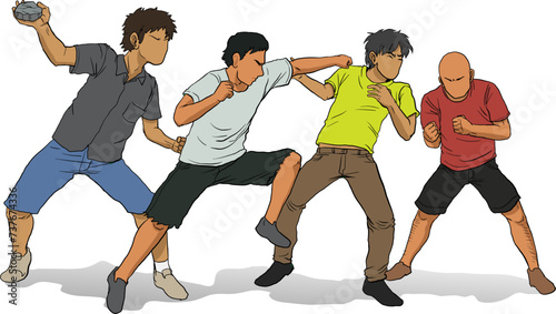 illustration of gang fight