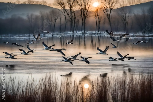 sunrise over the lake
