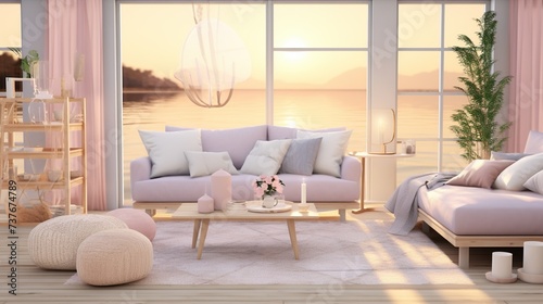 Interior design of modern contemporary living room with elegant color palette © Faisal