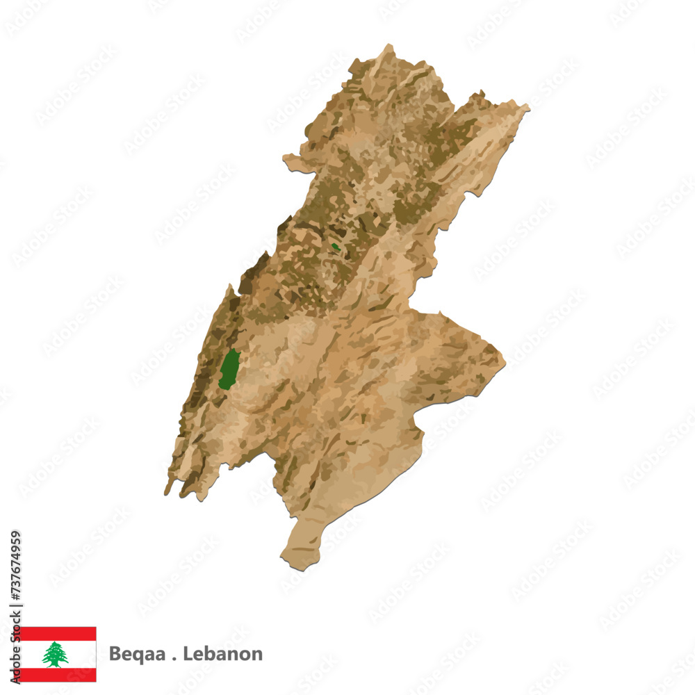 Beqaa, Governorate of Lebanon Topographic Map (EPS)