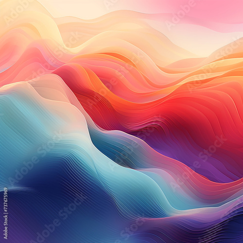 Flowing Waves Soft Silk Texture in Blue and Pink Illustration