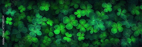 banner Green background for st Patricks day with lot of clover shamrocks