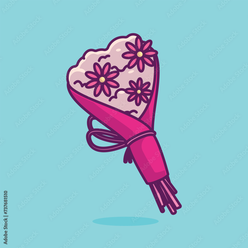 Flower bouquet cartoon vector illustration valentine concept icon isolated Flower bouquet cartoon vector illustration valentine concept icon isolated