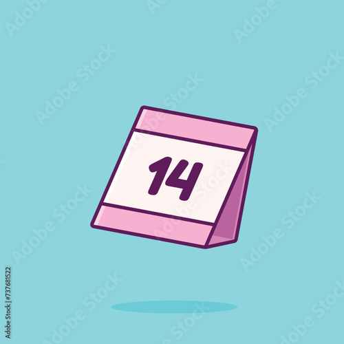 Calendar 14 cartoon vector illustration valentine concept icon isolated