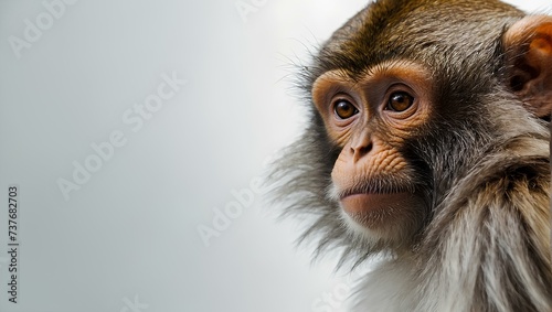 Cute monkey isolated on white abstract background.
