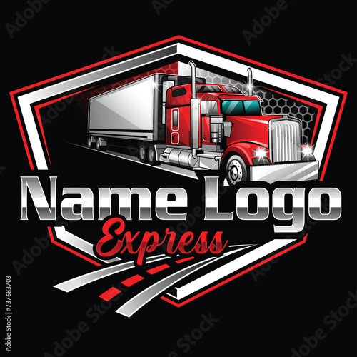Truck trailer transport logistics logo. Semi truck circle emblem ready made logo. Best for trucking and freight related logo. Delivery mascot logo. Trucking emblem logo
