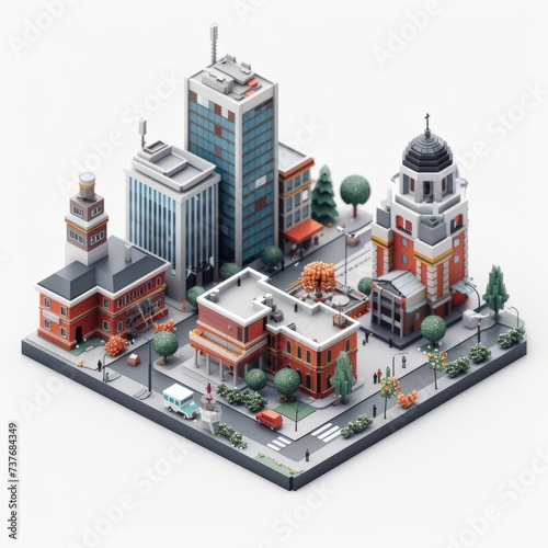 City Square Icon, on isolated white background, Generative AI © Box Milk