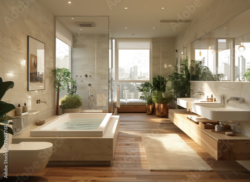 Brooklyn modern apartment bathroom with traditional style scene.
