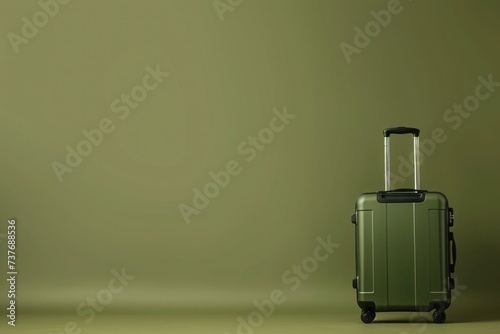 a suitcase is sitting in front of a green wall