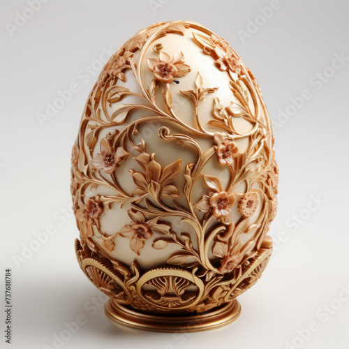 Intricately Carved Decorative Egg on Stand

