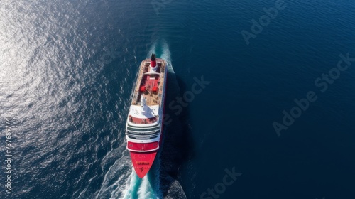 Red and White Boat in the Middle of the Ocean