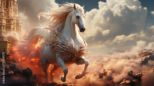 Galloping Freedom  Captivating Stallion in a Majestic Vector Illustratio  generative AI
