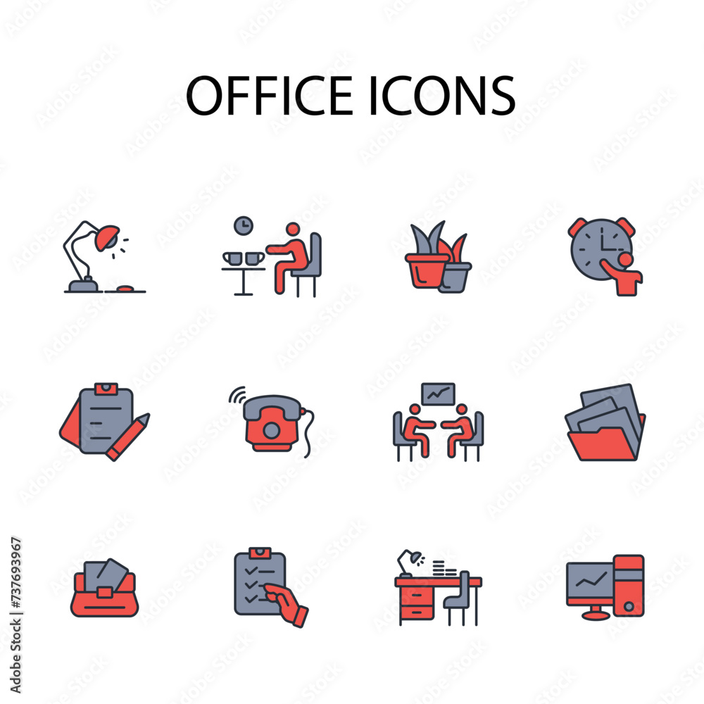 Office icon set.vector.Editable stroke.linear style sign for use web design,logo.Symbol illustration. Office icon set.vector.Editable stroke.linear style sign for use web design,logo.Symbol illustration.