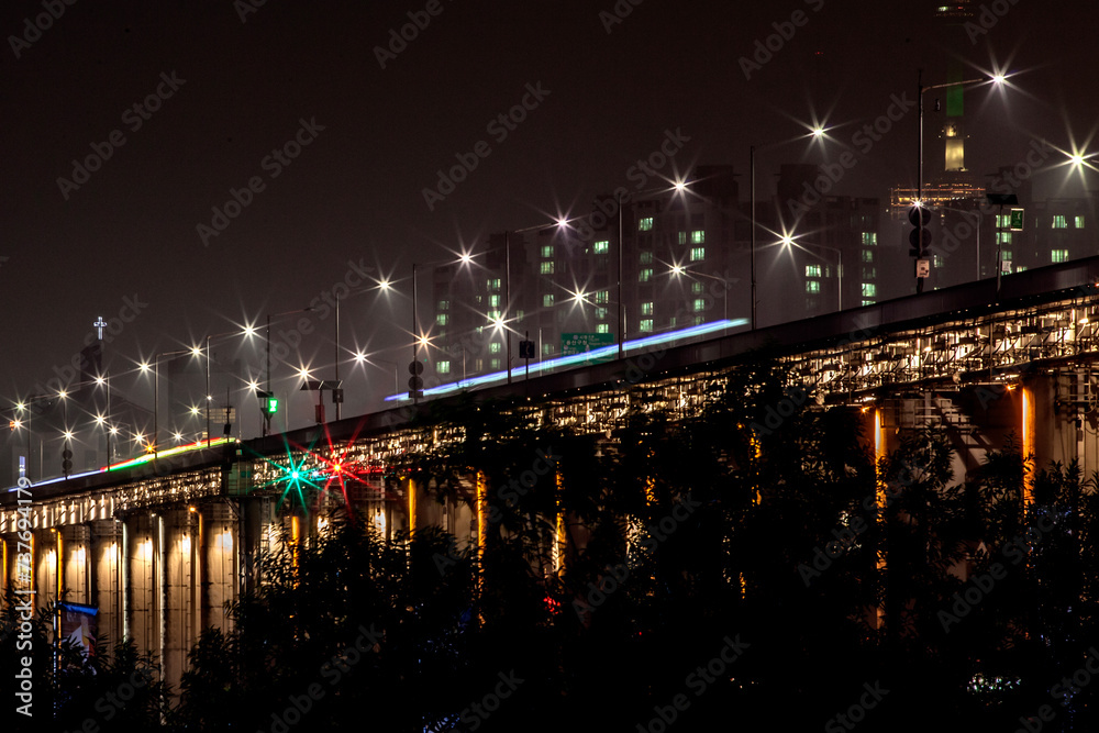 View of Banpo Bridge in the night