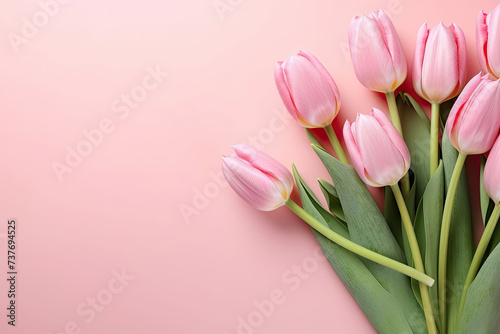Pink Tulip Flowers on Pink Background