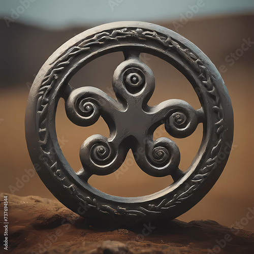 Celtic symbol, Triskelion, an ancient symbol representing spiruality,unity and three worlds photo