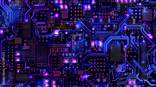 blue and purple circuit board vector