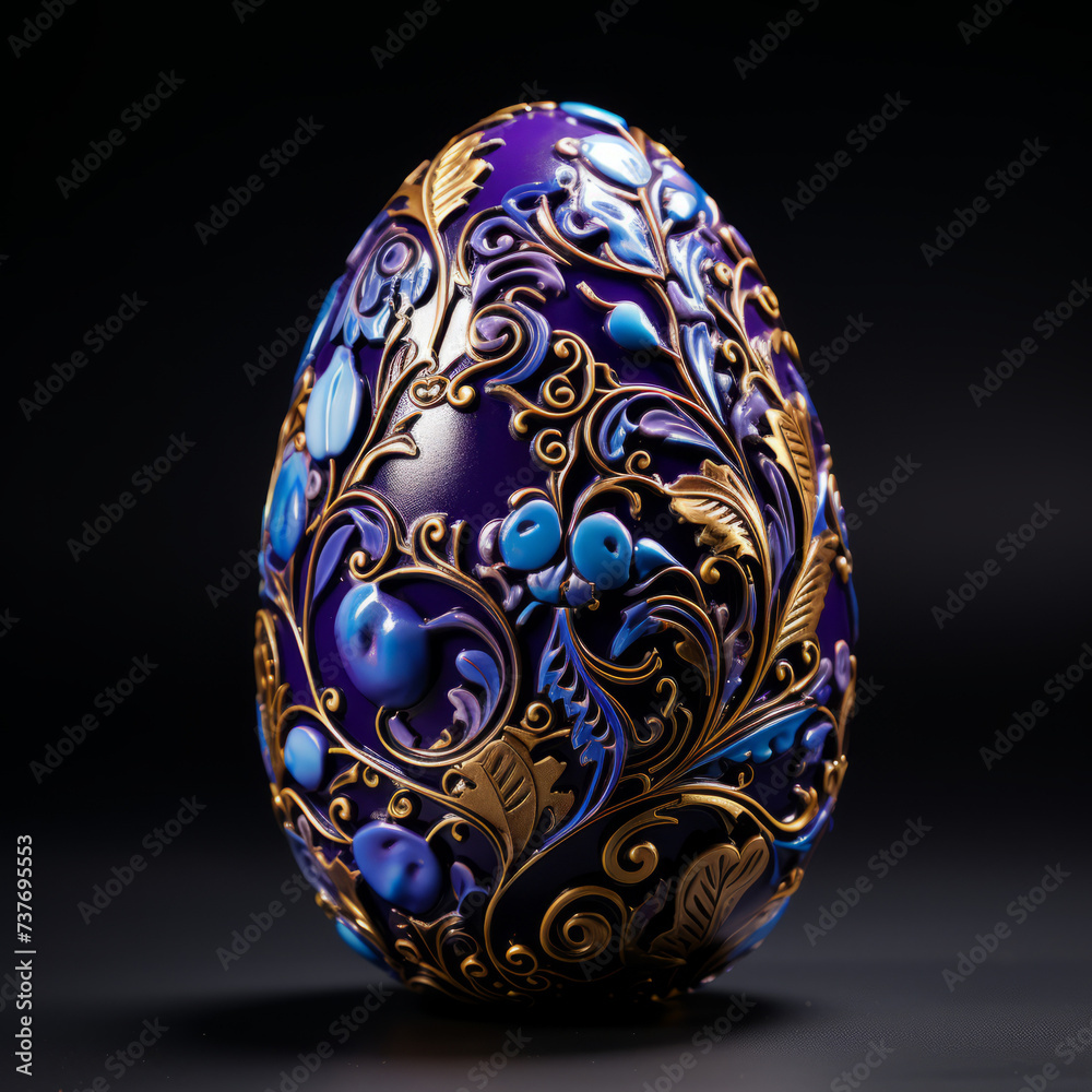 Elegant Decorative Egg with Blue Gemstones on Black Background
Elegant Decorative Egg with Blue Gemstones on Black Background