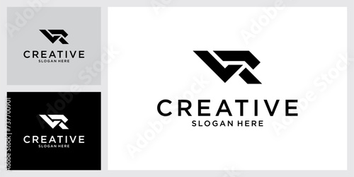 VR or RV initial letter logo design vector