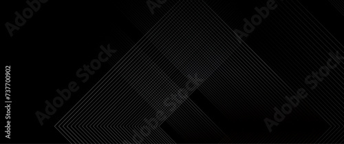 Vector dark black background with abstract white lines for presentation design. Simple black abstract banner background. 