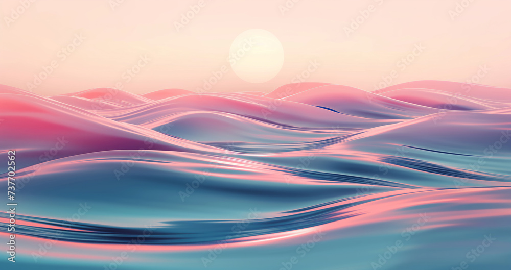 Pastel Ocean Dreamscape: Serene Waves under a Soft Sun