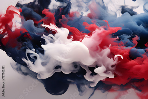 Abstract smoke 050, red white black and blue. Generate Ai photo