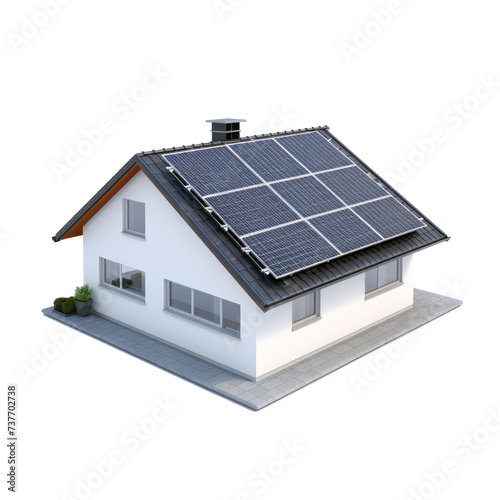 Solar panel on the roof of the house isolated on transparency background PNG