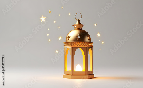 Golden Glow: An Illuminated Lantern with Twinkling Stars