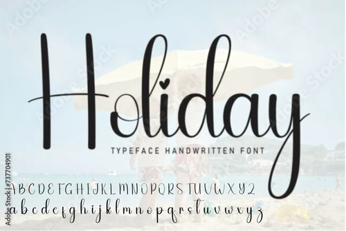 Hand drawn vector alphabet. Modern monocline signature script font. Elegant Signature Font. Best Alphabet Beautiful Calligraphy Signature Font lettering handwritten photo