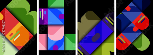 Balance movement geometric backgrounds. Poster collection for wallpaper, business card, cover, poster, banner, brochure, header, website