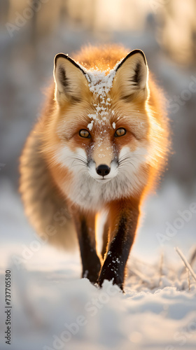 Winter's Majesty: A Captivating Image of a Red Fox in a Snowy Environment © Joel