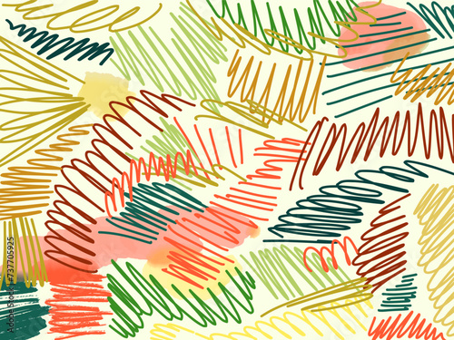 Abstract color pencil, free hand, colorful illustration