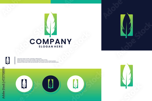 Feather logo design, writer , publishers, logo design vector.