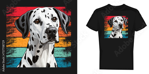 Vintage retro Dalmatian dog t-shirt design vector template