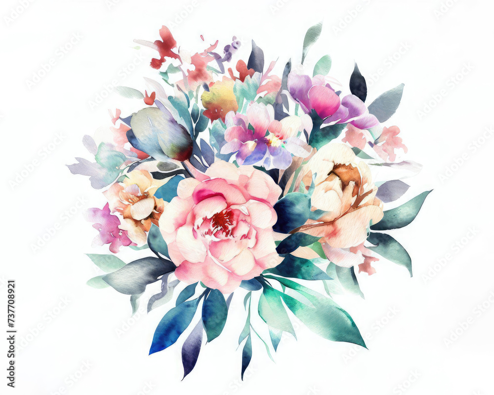 bouquet of watercolor flowers