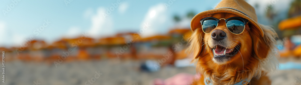 Summer and pets, dog with hat