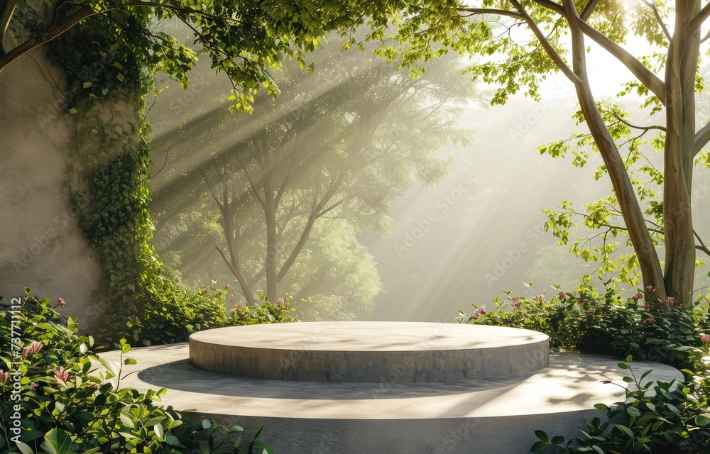 stone podium on rock platform 3d illustration, gray rock pedestal for product display, green forest and blur horizon on the background, natural scenery landscape, stone podium on rock platform 3d illustration, gray rock pedestal for product display, green forest and blur horizon on the background, natural scenery landscape,