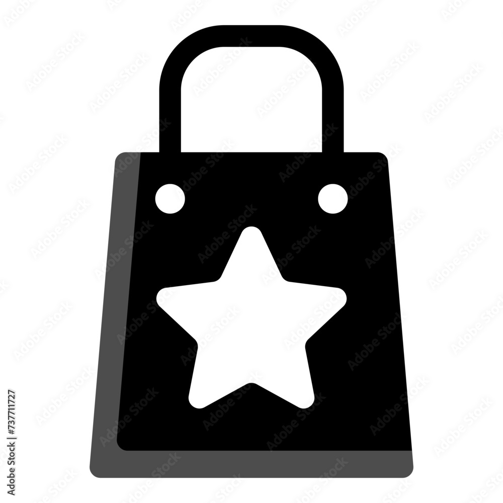 bag icon silhouette with star sign, vector isolated on white background. simple and modern design bag icon silhouette with star sign, vector isolated on white background. simple and modern design