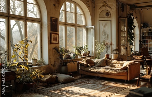 a cozy light founder beanbag as a furnishing item in a family furnished living room  sunshine falling through the windows  beautiful mood  happy  summer