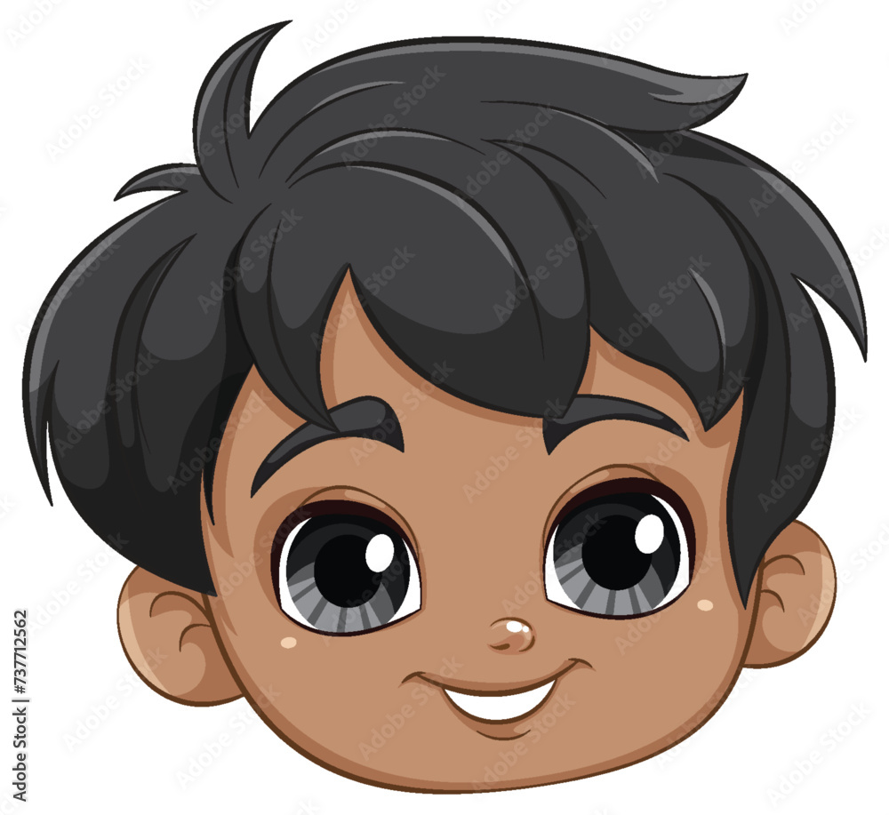 Vector illustration of a happy young boy's face