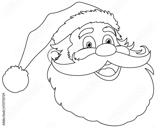 Black and white line art of Santa Claus