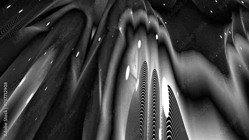 Abstract dynamic fluid line motion graphic on a white and black background for the concept of AI technology