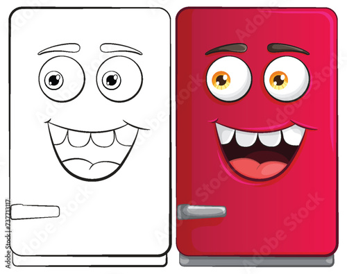 Colorful, smiling fridge characters in vector style