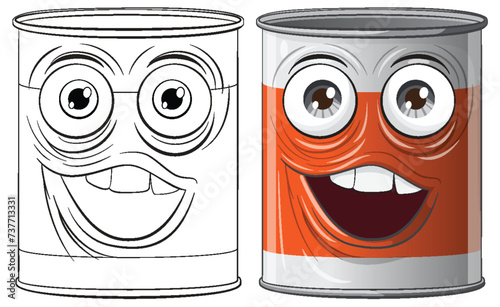Two animated cans with expressive faces