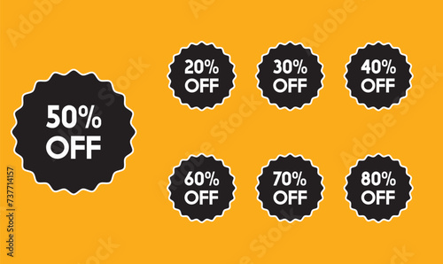 sale discount labels,percent discount labels with black and white colors.