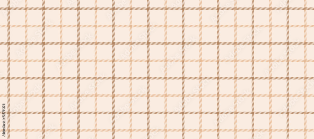 Beige seamless windowpane pattern. Checkered plaid repeating background. Tattersall tartan texture print for textile, fabric. Repeated neutral vichy check wallpaper. Vector gingham backdrop