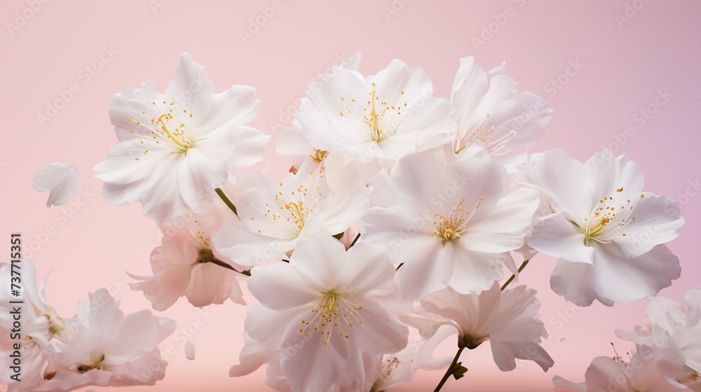 Cherry blossoms on a pink background. Beautiful spring flowers. Cherry blossoms on a pink background. Beautiful spring flowers.