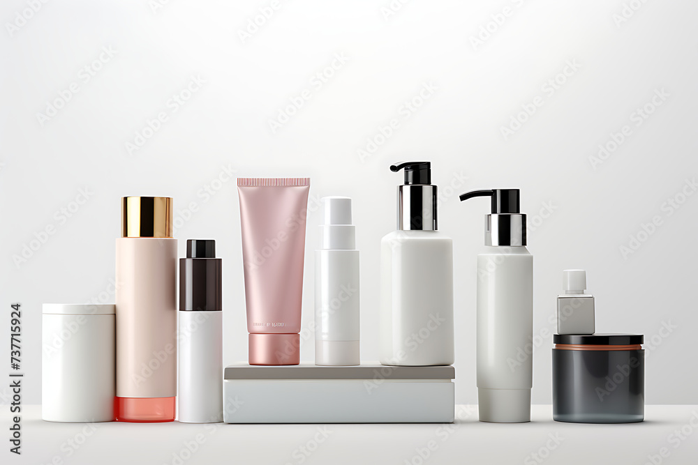 Cosmetic bottle mockup on a white background. 3d rendering Cosmetic bottle mockup on a white background. 3d rendering