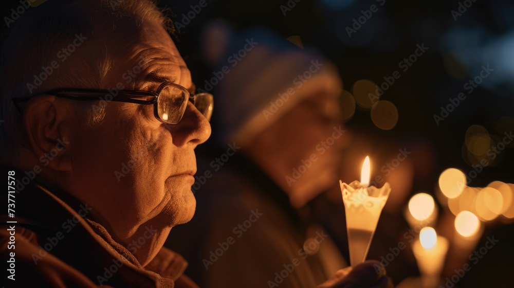 Old man with HIV/AIDS joining a candlelight vigil with loved ones and ...