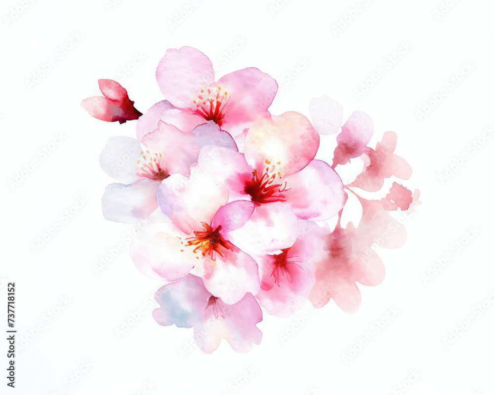 Watercolor Cherry flowers, a cherry blossom isolated in a white background Watercolor Cherry flowers, a cherry blossom isolated in a white background